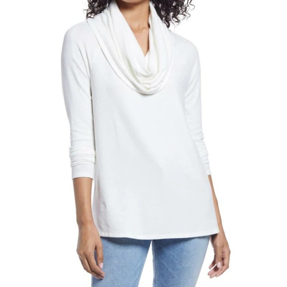 Gibsonlook Women's Convertible Neck Cozy Fleece Lightweight Tunic Top  - L